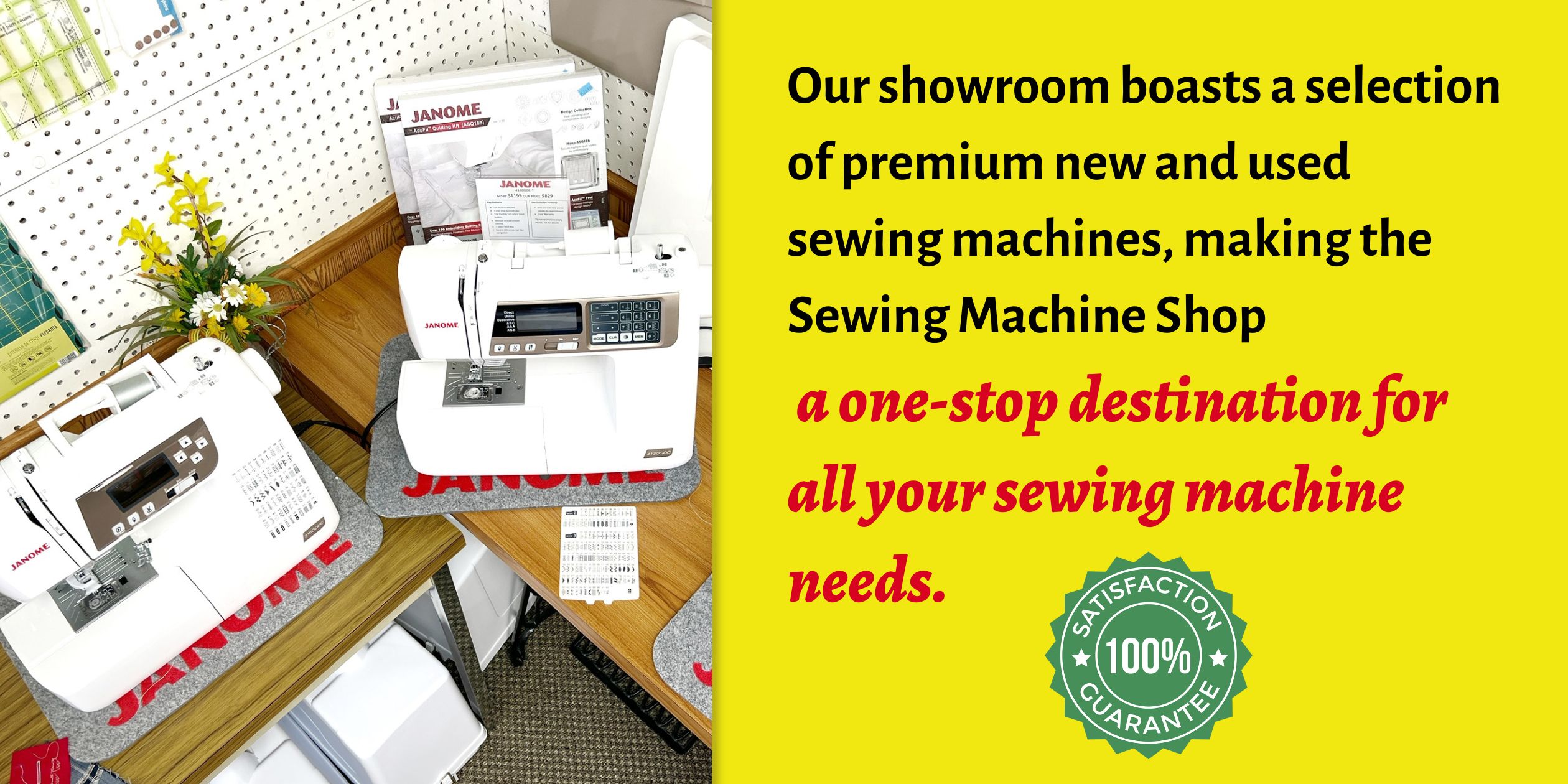 Our showroom boasts a selection of premium new and used sewing machines, making the Sewing Machine Shop a one-stop destination for all your sewing machine needs.